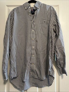 Vineyard Vines Men’s Navy and White Gingham Button-Down Shirt